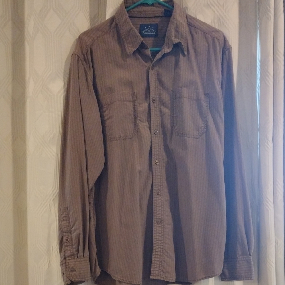 Indigo Palms Co Classic Brown Striped Men's Shirt XL